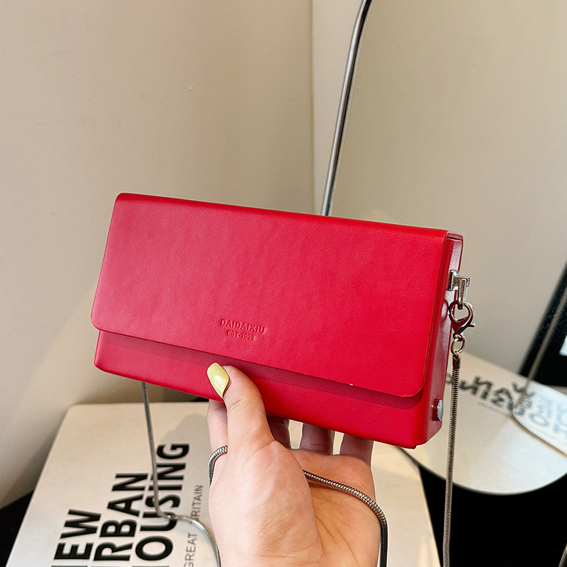 Mini Bag Evening Clutch - Solid Color Rectangle Chain Crossbody Bag