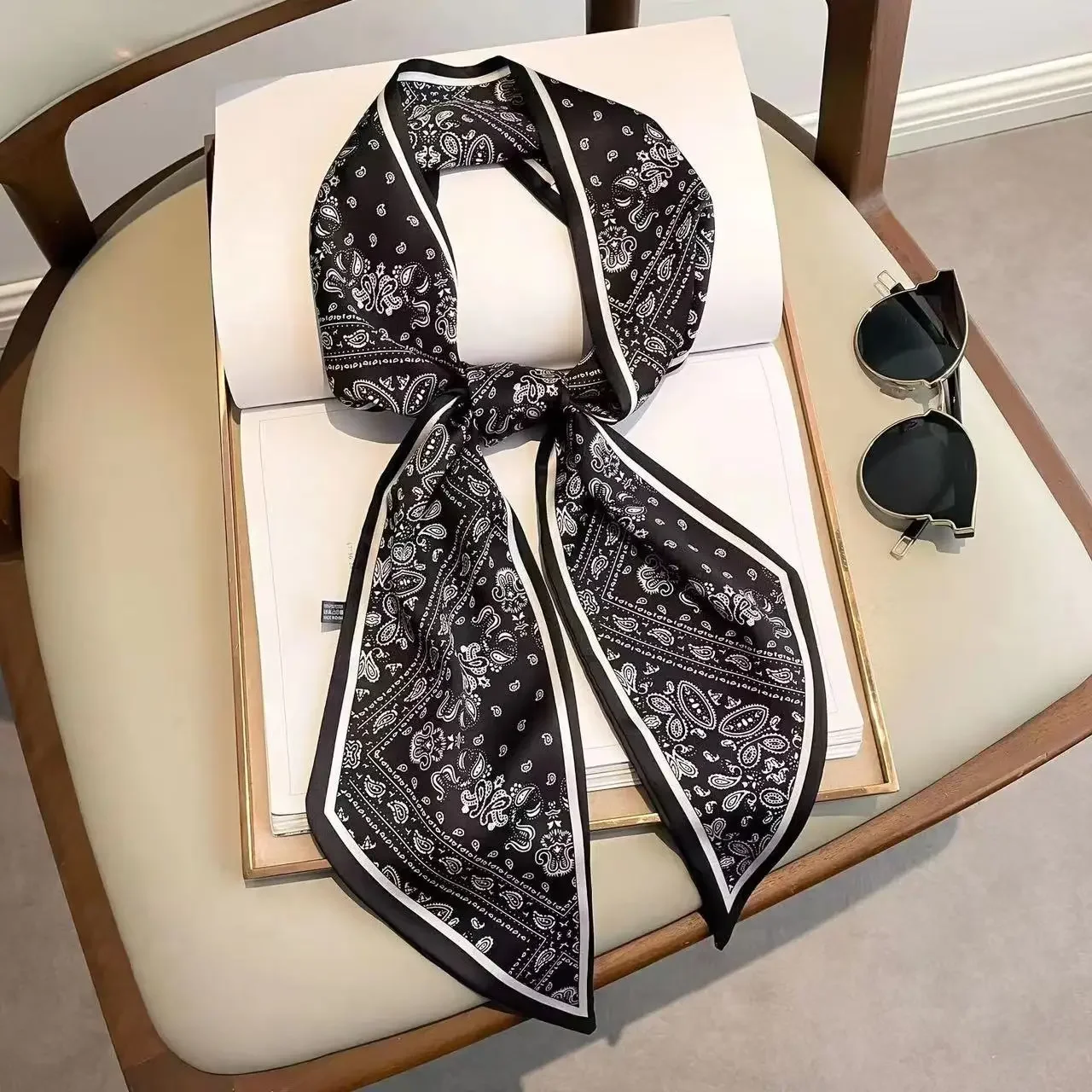 Luxury Bags Quality - Design Print Skinny Scarf Plaid Horse